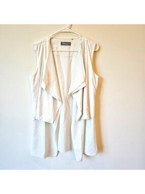 Bagatelle Collection Womens Sleeveless Waterfall Draped White Vest Size M